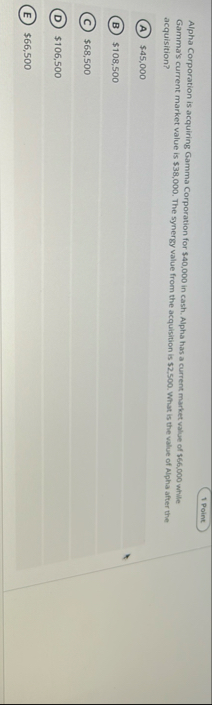 1 Point Alpha Corporation is acquiring Gamma