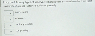 Place the following types of solid waste