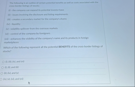 The following is an outline of certain potential