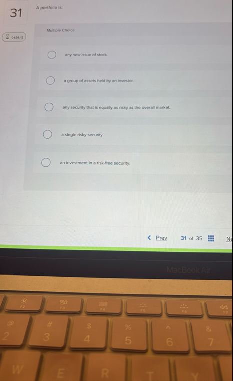 3 1 A portfolio is: Multiple Choice 0 4 3 6 . 1 2