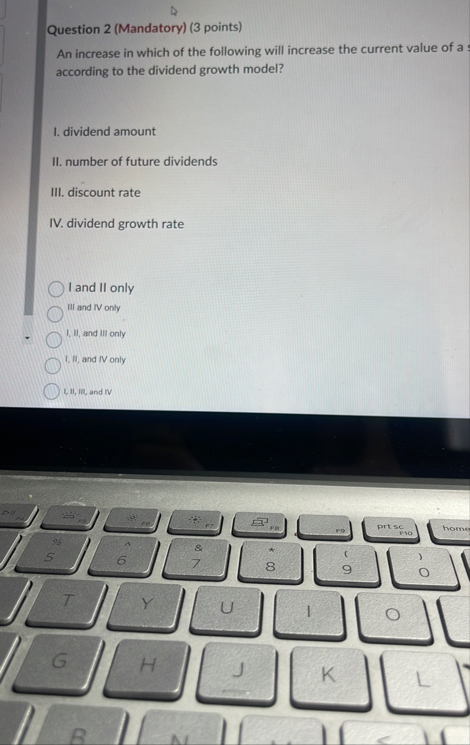 Question 2 ( Mandatory ) ( 3 points ) An increase