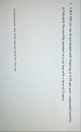 A $ 1 7 0 0 0 car can be purchased with financing