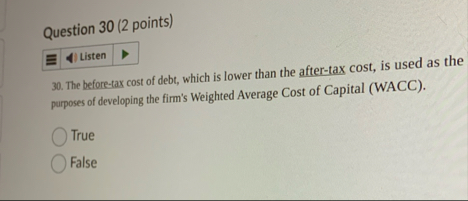 Question 3 0 ( 2 points ) 3 0 . The before - tax
