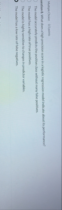 Multiple Choice 0 . 5 points uestion 8 . What