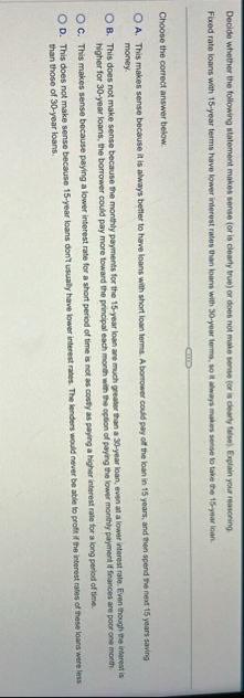 Decide whether the following statement makes