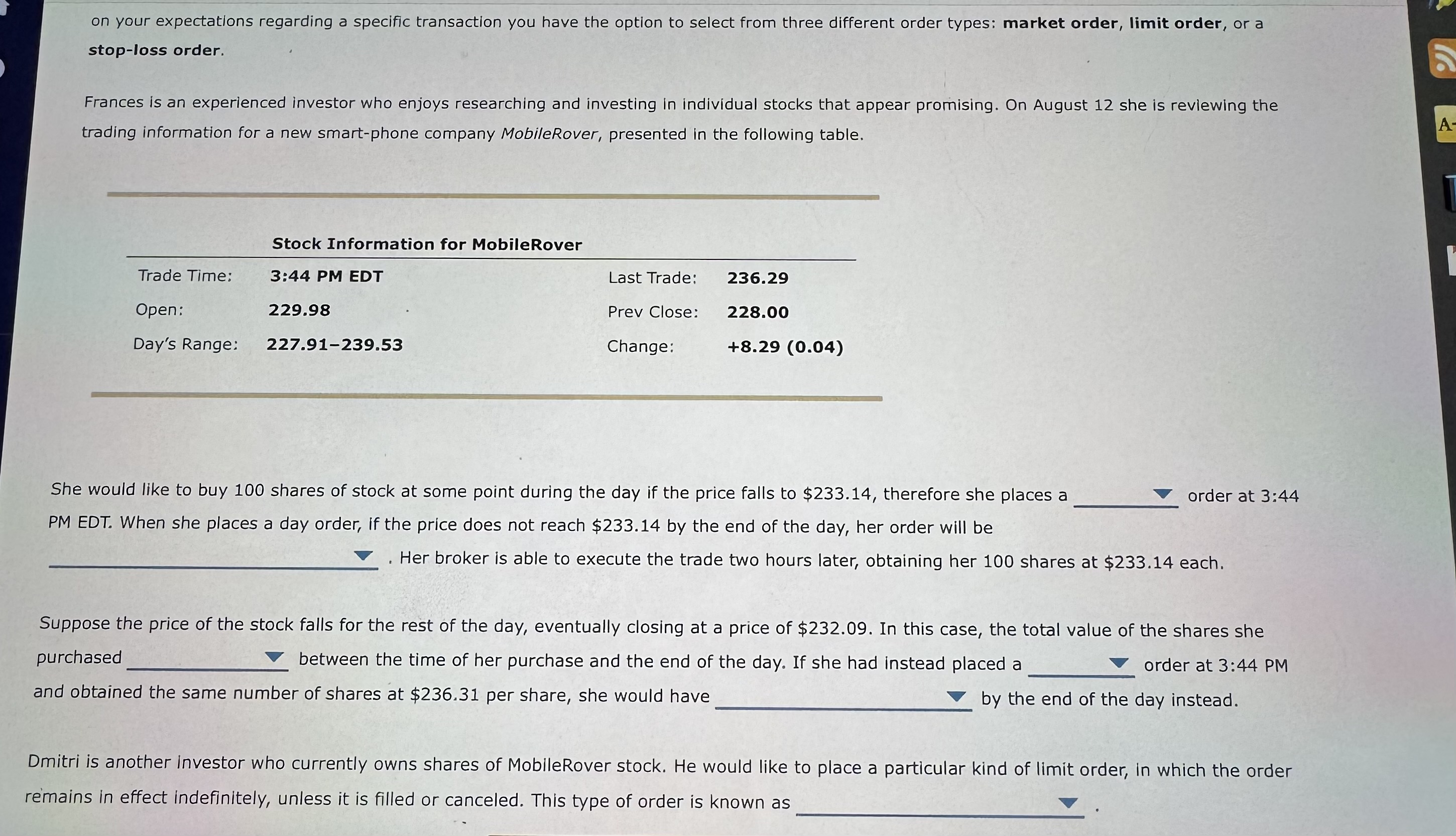 on your expectations regarding a specific