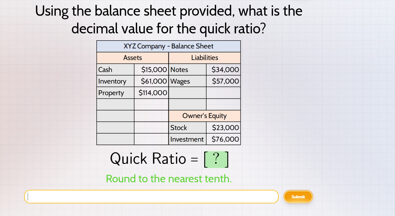 Using the balance sheet provided, what is the