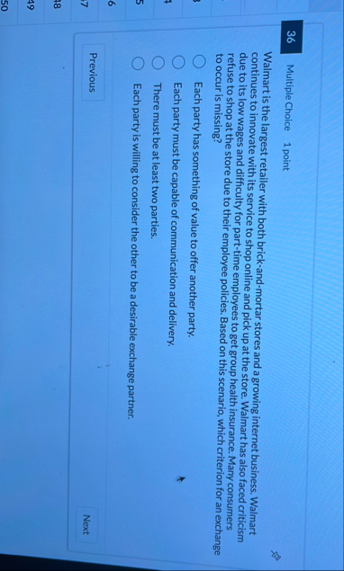 3 6 Multiple Choice 1 point Walmart is the