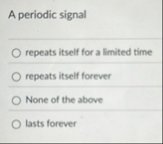 A periodic signal repeats itself for a limited