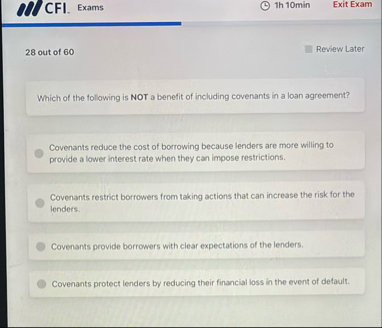 0 1 1 CFI . Exams 1 h 1 0 min Exit Exam 2 8 out