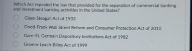 Which Act repealed the law that provided for the