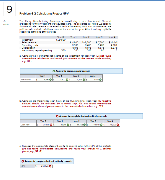 Problem 6 - 2 Calculating Project NPV 1 0 pointa