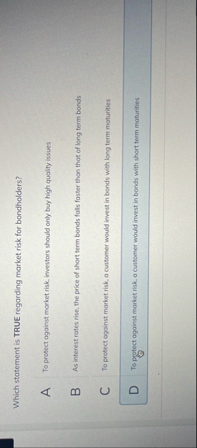 Which statement is TRUE regarding market risk for