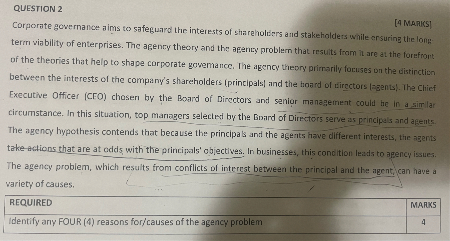 QUESTION 2 [ 4 MARKS ] Corporate governance aims