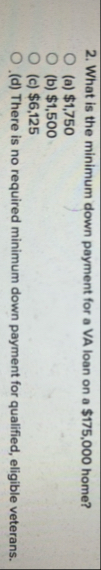 What is the minimum down payment for a VA loan on
