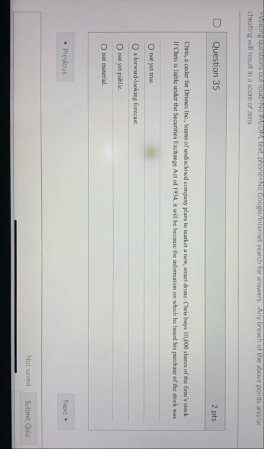 Question 3 5 2 pts Chris, a coder for Drones