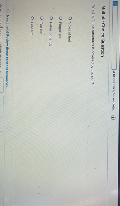 2 of 9 0 Concepts completed ( i ) Multiple Choice