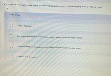 Which capital budgeting technique step in the