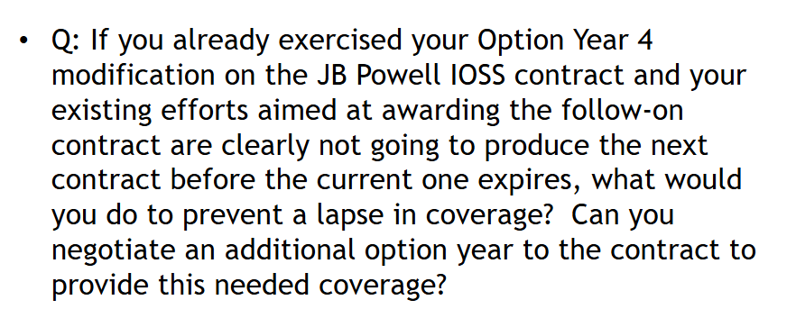 - Q: If you already exercised your Option Year 4