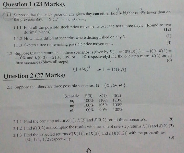 Question 1 ( 2 3 Marks ) . 1 . 1 Suppose that the