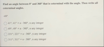 Find an angle between and 3 6 0 that is