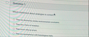Question 1 Which statement about analogies is