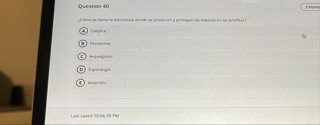 Question 4 0 2 Points C mo se llama la estructura