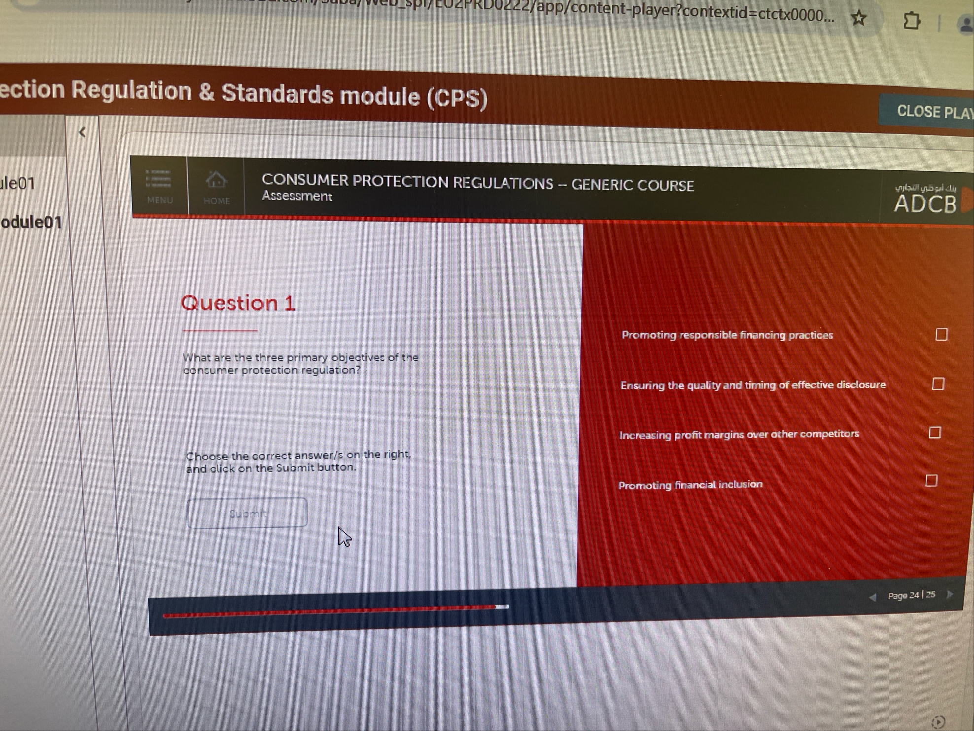 ection Regulation & Standards module ( CPS )