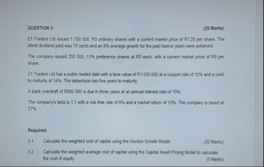 QUESTION 3 ( 2 5 Marks ) 2 1 Traders Lad issued 1