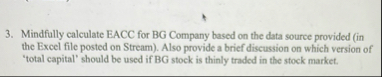 Mindfully calculate EACC for BG Company based on