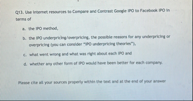 Q 1 3 . Use internet resources to Compare and