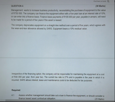 Find theot or tools QUESTION 4 ( 3 0 Marks )