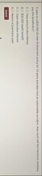 K pays on a $ 2 0 , 0 0 0 2 0 - Year Endowment