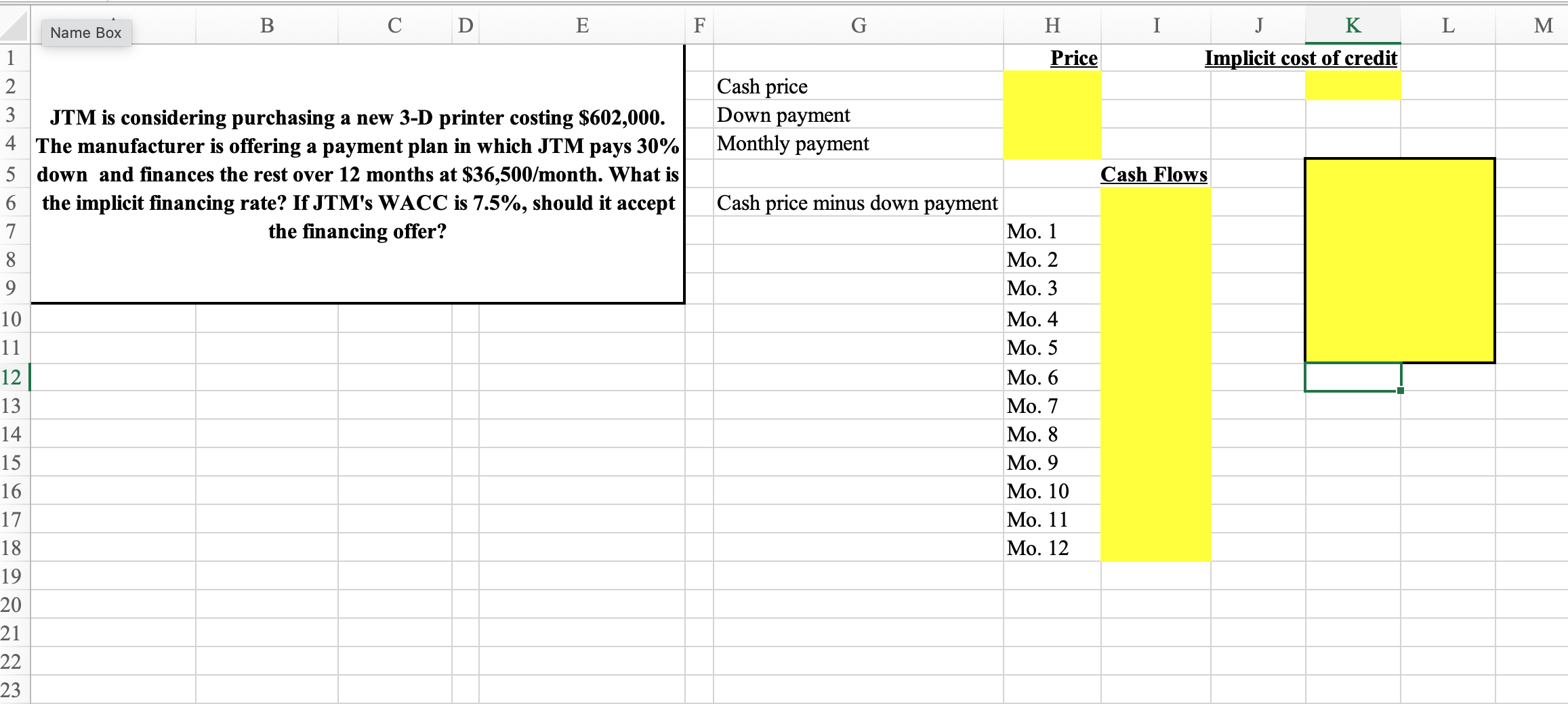 JTM is considering purchasing a new 3 - D printer