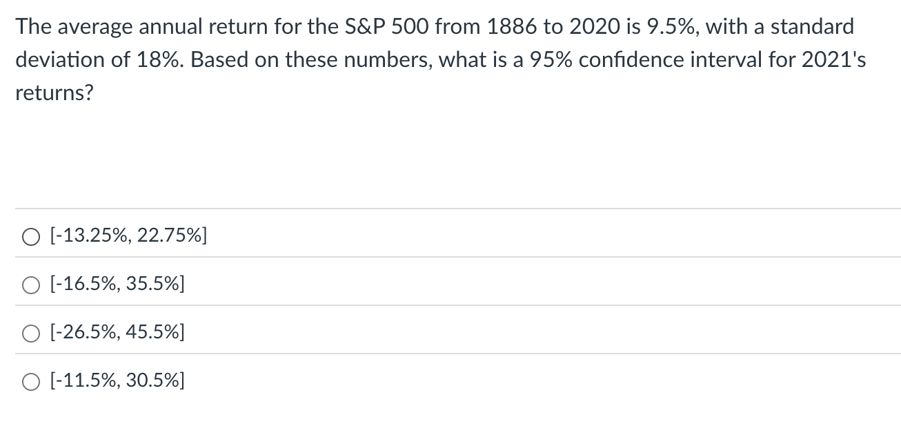 The average annual return for the S \ &P 5 0 0