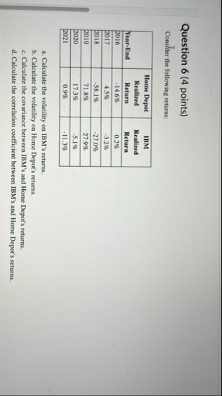 Question 6 ( 4 points ) Consider the following