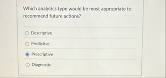Which analytics type would be most appropriate to