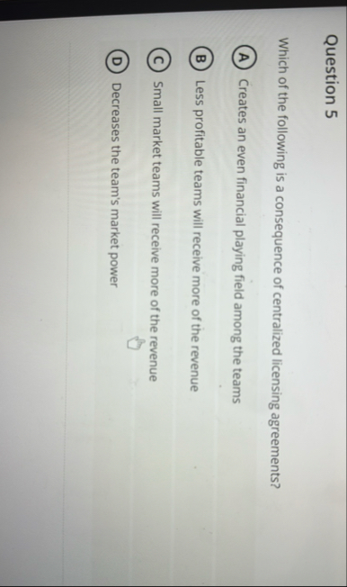 Question 5 Which of the following is a