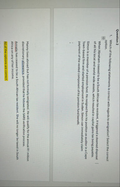 Question 2 Which of the following statements is