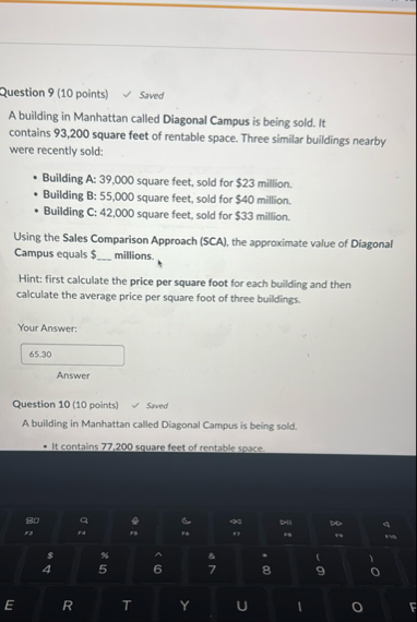 Question 9 ( 1 0 points ) Saved A building in