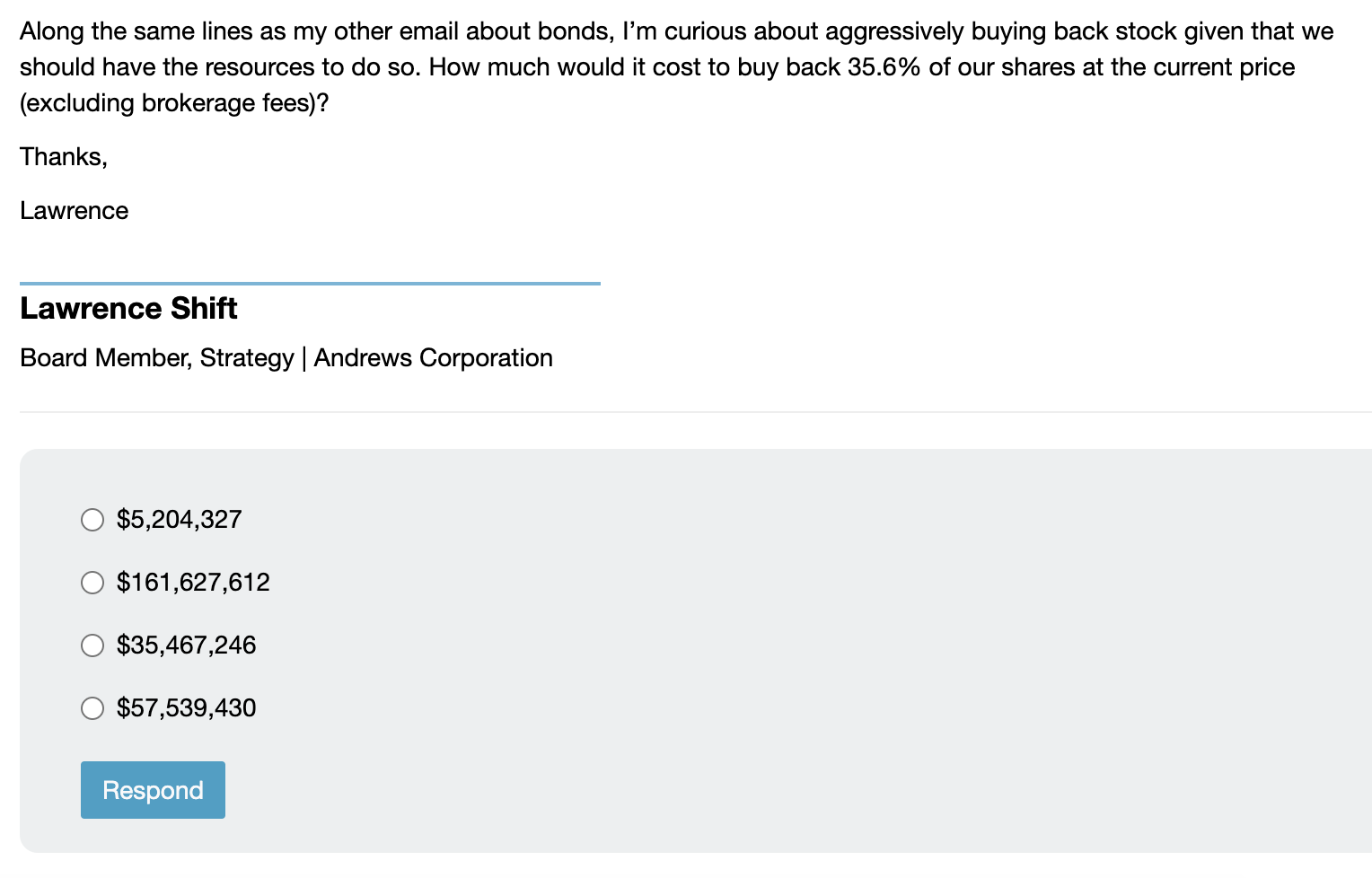 Please help with CapSim homework email: a . $ 5 ,