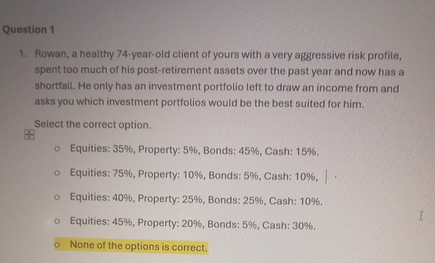 Question 1 Rewan, a healthy 7 4 - year - old