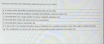 Indicate whether the following statements are