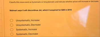 Classify this news event as Systematic or