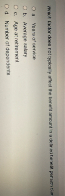 Which factor does not typically affect the