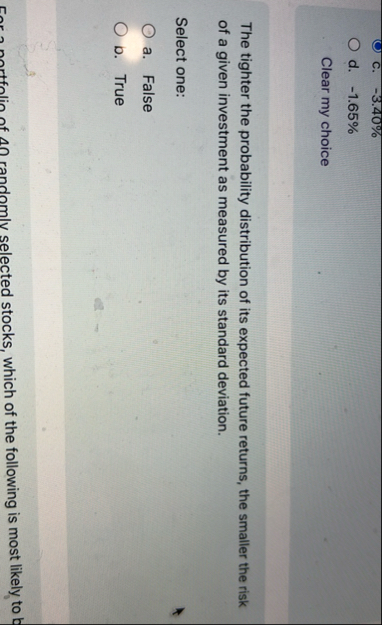 C . - 3 . 4 0 % d . - 1 . 6 5 % Clear my choice