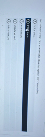 Socks whose earnings have increased at an above -