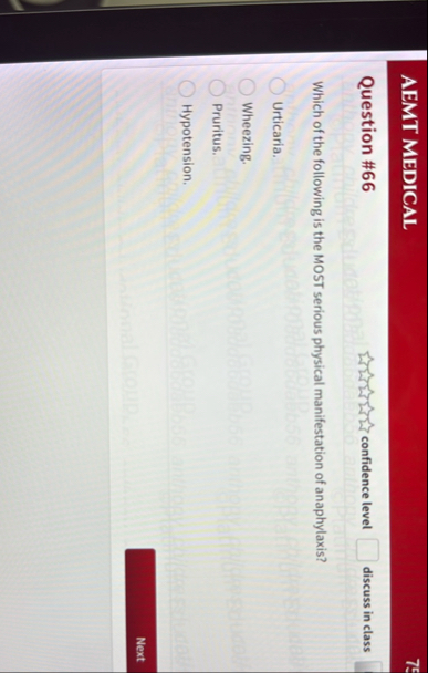 AEMT MEDICAL 7 9 Question # 6 6 confidence level