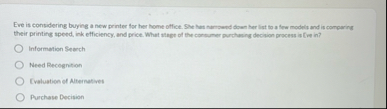 Eve is considering buying a new printer for her