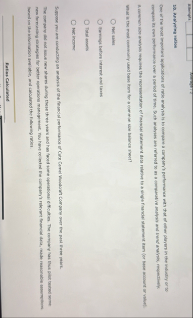 Altempts averinge 1 2 1 0 . Analyzing ratios One